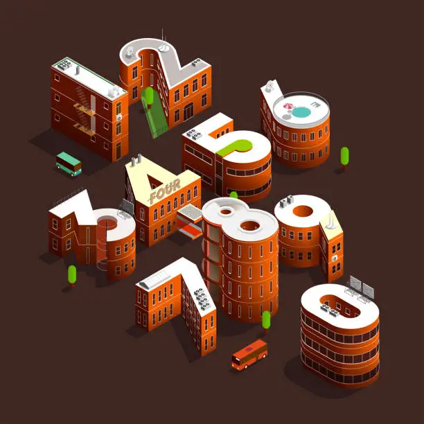 Vector illustration of numeral city