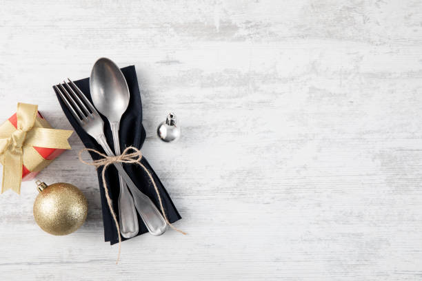 istock Vintage Place Setting on Old Wooden Table for Winter Holidays 1445142716