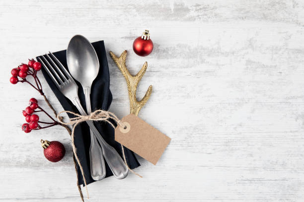 istock Vintage Place Setting on Old Wooden Table for Winter Holidays 1445142905