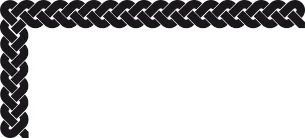 Vector illustration of Celtic knot L-shaped frame, black