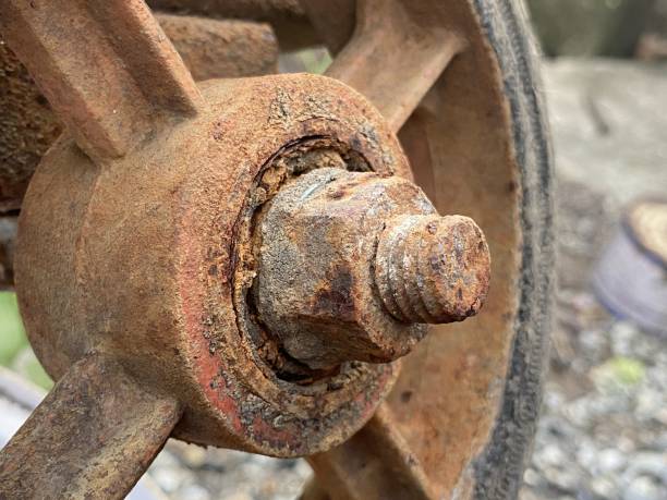istock rusty bolt of wheel car 1445144877