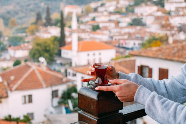 istock Turkish Tea in Traditional Turkish Village Background 1445147375