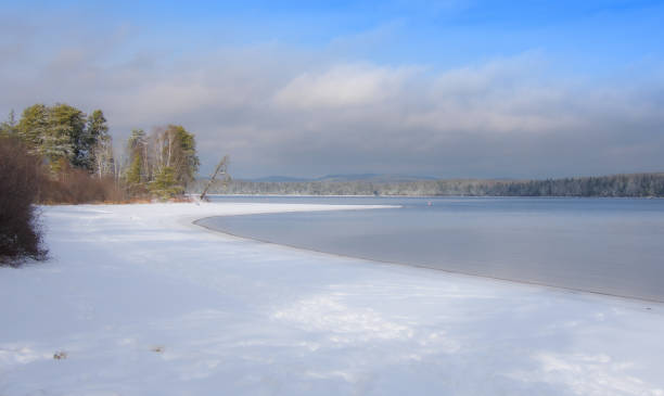 istock Canadian forest lake after the first snows 1445148066