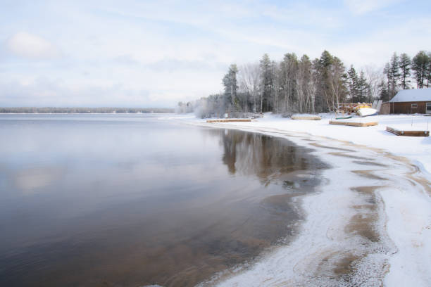 istock Canadian forest lake after the first snows 1445148239