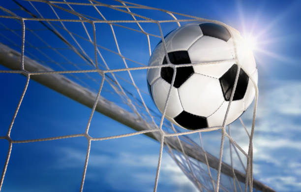 Football Goal, with sun and blue sky