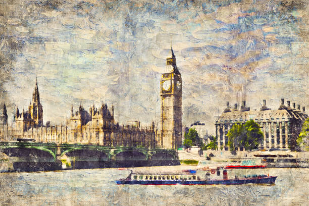 Big Ben, Westminster Bridge on River Thames in London, England, UK at sunset