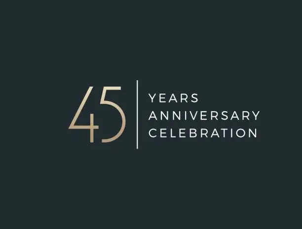 Vector illustration of Forty five years celebration event. 45 years anniversary sign.