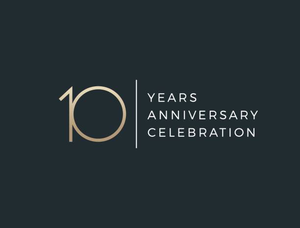 stockillustraties, clipart, cartoons en iconen met ten years celebration event. 10 years anniversary sign. - 10 jarig jubileum