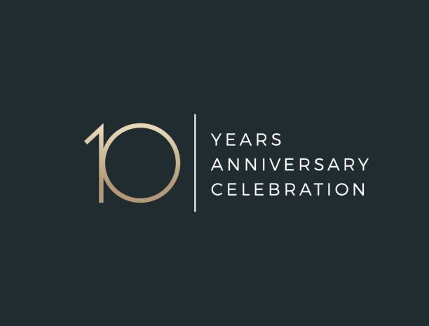 Ten years celebration event. 10 years anniversary sign. Vector design template. 10th anniversary stock illustrations