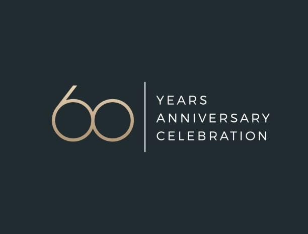 ilustrações, clipart, desenhos animados e ícones de evento de celebração de sessenta anos. sinal de aniversário de 60 anos. - 60th anniversary