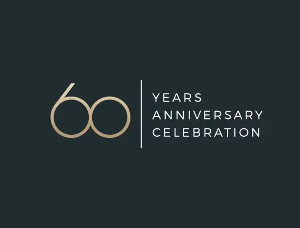 Vector illustration of Sixty years celebration event. 60 years anniversary sign.