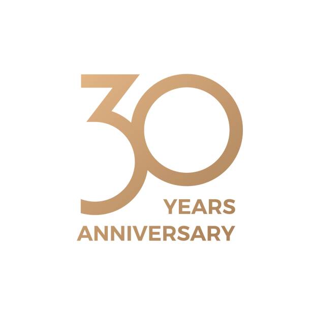ilustrações de stock, clip art, desenhos animados e ícones de ten years celebration event. 30 years anniversary sign. - 30