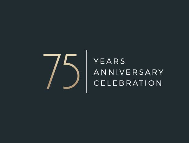 Seventy  five years celebration event. 75 years anniversary sign. Vector design template. 75th anniversary stock illustrations