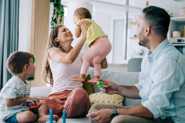 istock Happy family at home. 1445153517