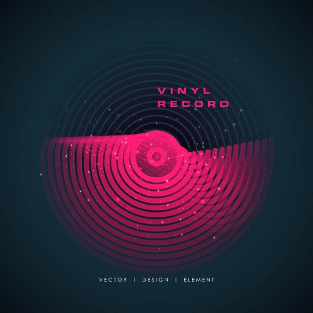 Vinyl record music vector with vinyl record word Vinyl music record. vintage gramophone disc. Vector illustration stock illustration record analog audio stock illustrations