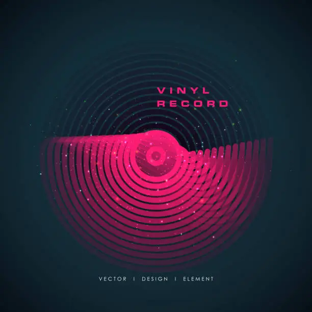 Vector illustration of Vinyl record music vector with vinyl record word