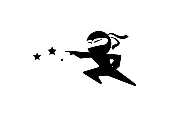 ilustrações de stock, clip art, desenhos animados e ícones de ninja shuriken illustration logo design template - ninja