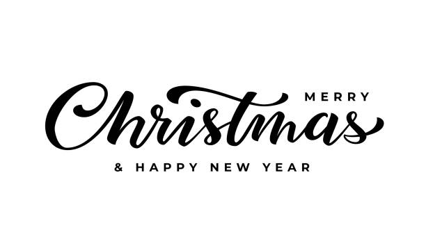 istock Merry Christmas New Year hand ink pen calligraphy 1445160175