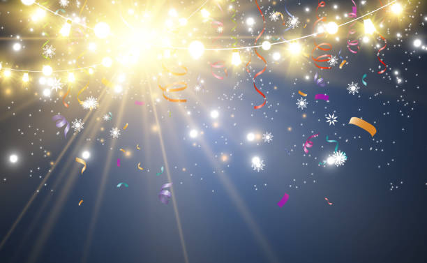 istock Christmas bright, beautiful lights, design elements. Glowing lights for design of Xmas greeting cards. Garlands, light Christmas decorations. 1445162447