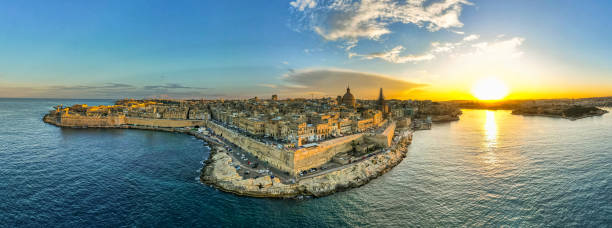 istock Valletta,Malta panoramic aerial drone cityscape at sunset 1445163426