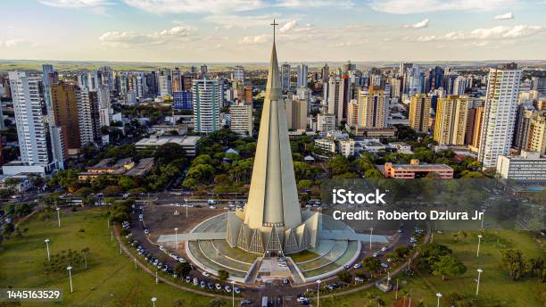 Cathedral Of Maringá Postcard Of The City Stock Photo - Download Image Now - Brazil, Cathedral, Catholicism