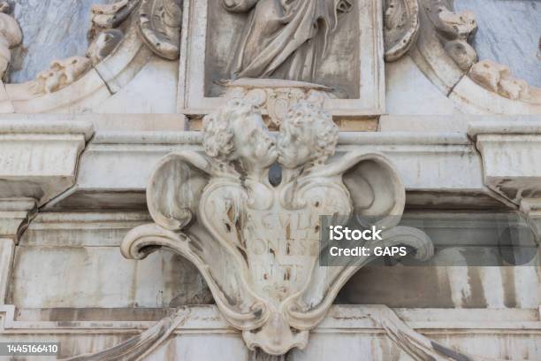 Statues On The Facade Of The Oratory Of The Immaculate Conception Is A Baroque Place Of Worship In Bastia In Corsica Stock Photo - Download Image Now