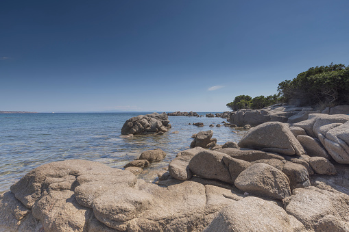 rocky coastline at Plage de San Giovani near Bonifacio on Corsica; Bonifacio, France