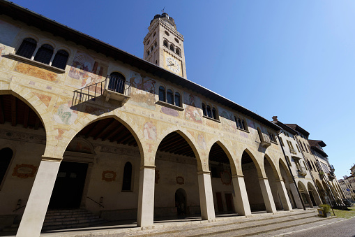 Conegliano, Italy - July 10, 2022: Exterior of the historic Duomo of Conegliano, Treviso province, Veneto, Italy