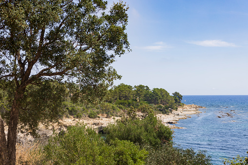 coastal landscape along the coast of the French island of Corsica