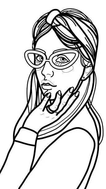 Vector illustration of a girl in a head scarf