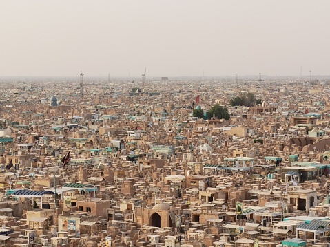 The panorama view of the biggest cemetery in the world in Najaf, Iraq
