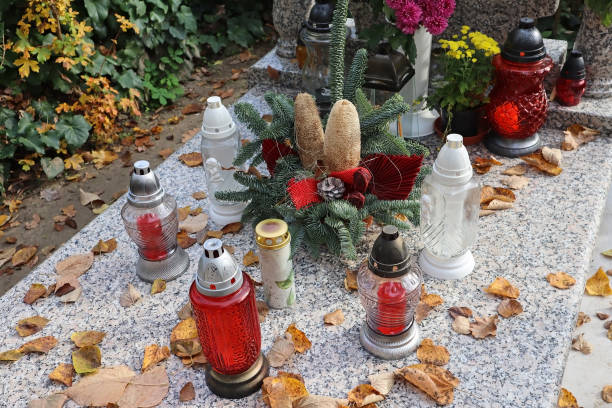 istock Lanterns on the tombstone in the public cemetery 1445177474