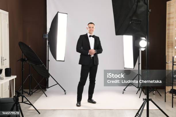 Model Picture Proessional Handsome Model Posing In Studio Professional Photo Session Stock Photo ...