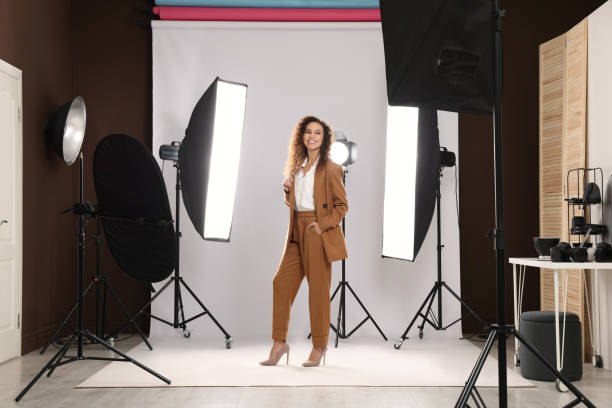 istock Beautiful African American model posing in studio. Professional photo session 1445179647