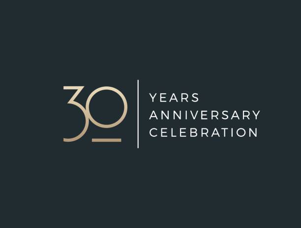 Thirty years celebration event. 30 years anniversary sign. Vector design template. 30th anniversary stock illustrations