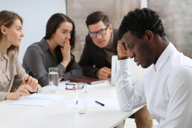 istock African American man suffering from racial discrimination at work 1445181314