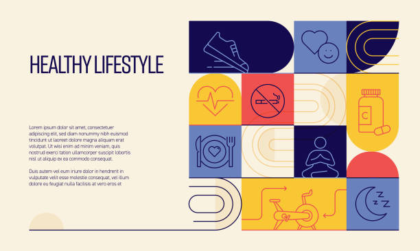 Healthy Life Related Design with Line Icons. Simple Outline Symbol Icons.