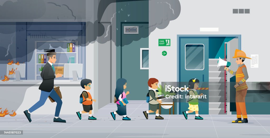 Fire Classroom Fire In The School Stock Illustration - Download Image Now - Risk ...