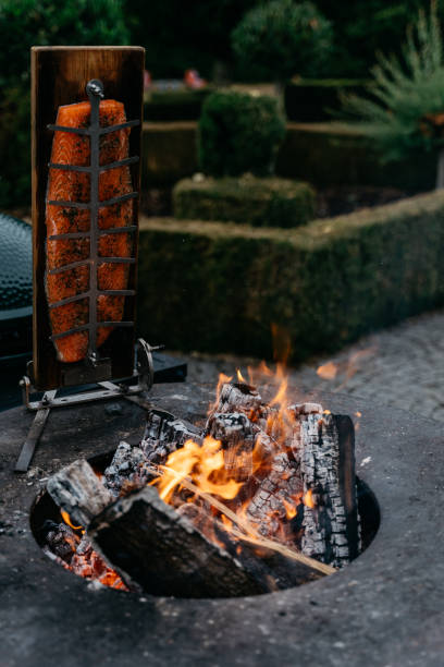 istock smoked salmon at the natural barbeque on the open fire 1445187453
