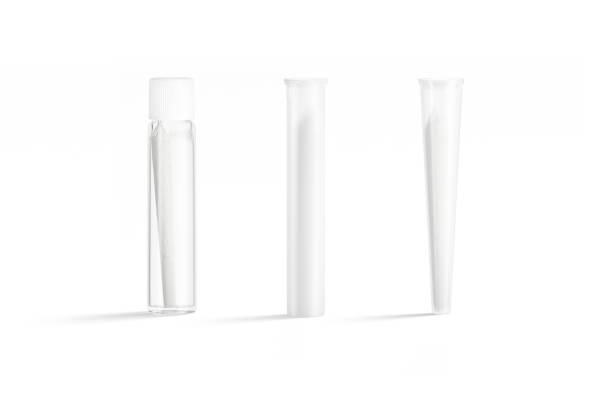 blank white weed joint plastic tube mockup stand, different types - cigarette wrapping imagens e fotografias de stock