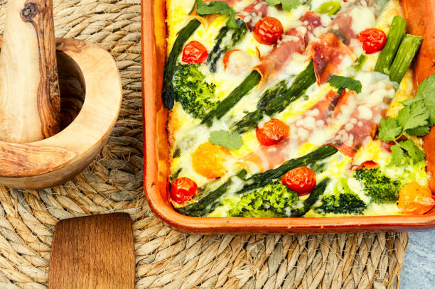 istock Casserole with asparagus and bacon in baking dish 1445192084