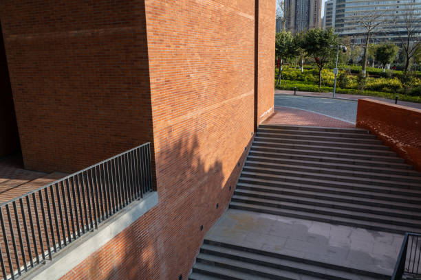 istock Underground passage stairs of red brick buildings 1445194922