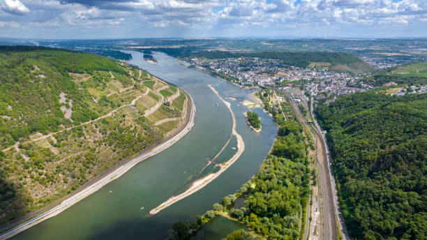 istock Panoramic aerial view over River Rhine, Germany 1445195288