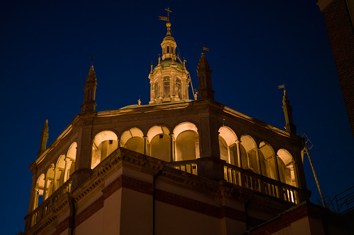 Stage door and surroundings of Venice's Opera house, La Fenice. Shot at night.