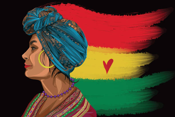 Portrait of an African American woman Side portrait of a beautiful Black woman celebrating Black History month black history month 2023 stock illustrations