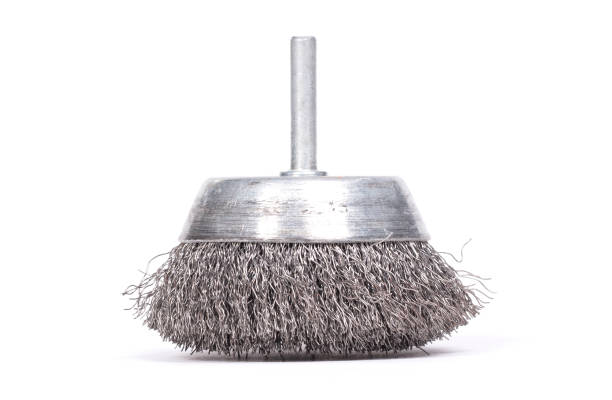 istock Steel brush for drill clean off old metal sheet with rust 1445199838