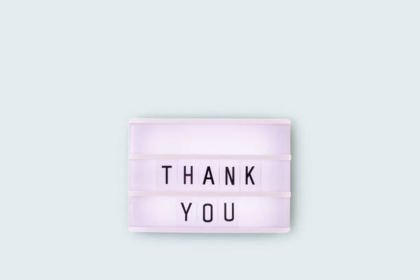 Quote Thank you. White lightbox with letters.