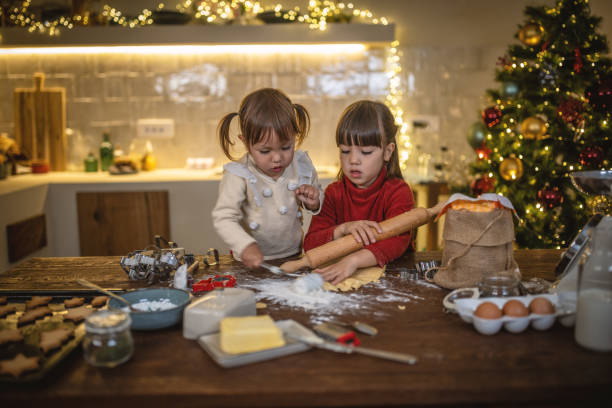 istock Girls baking christmas cookies 1445201153