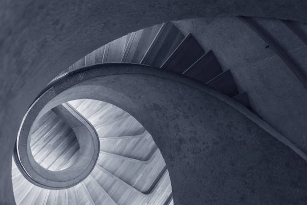 istock Modern spiral staircase. Contemporary architecture abstract background 1445201440