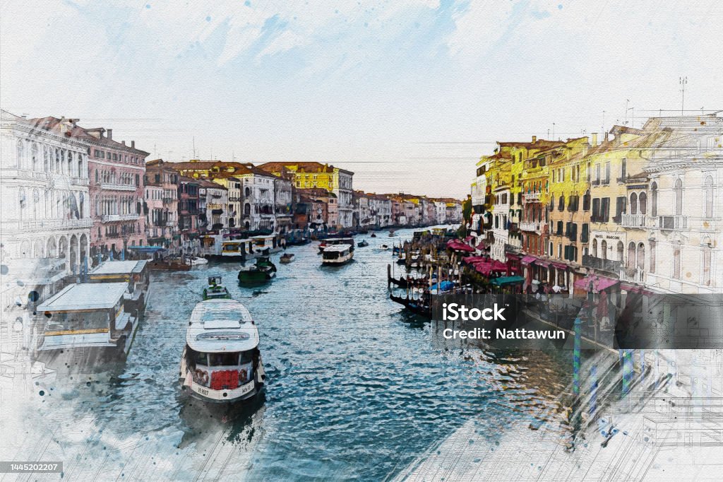 Màu Nước Vẽ Tranh Phong Cảnh Quan Của Venice Địa Danh Đẹp Của Ý Hình minh  họa Sẵn có - Tải xuống Hình ảnh Ngay bây giờ - iStock